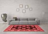 Machine Washable Oriental Red Traditional Rug, wshabs2512red