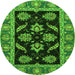 Round Machine Washable Oriental Green Traditional Area Rugs, wshabs2512grn