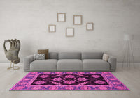 Machine Washable Oriental Pink Traditional Rug, wshabs2512pnk