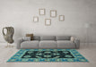 Machine Washable Oriental Light Blue Traditional Rug in a Living Room, wshabs2512lblu