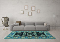 Machine Washable Oriental Light Blue Traditional Rug, wshabs2512lblu