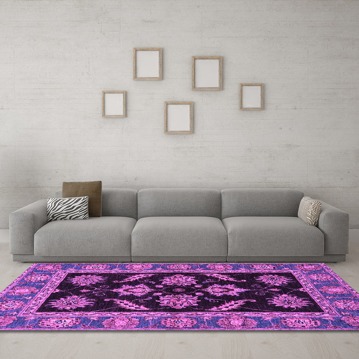 Machine Washable Oriental Purple Traditional Area Rugs in a Living Room, wshabs2512pur