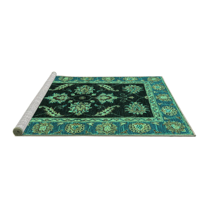 Sideview of Machine Washable Oriental Turquoise Traditional Area Rugs, wshabs2512turq