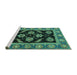 Sideview of Machine Washable Oriental Turquoise Traditional Area Rugs, wshabs2512turq