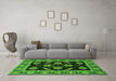 Machine Washable Oriental Green Traditional Area Rugs in a Living Room,, wshabs2512grn