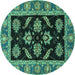 Round Oriental Turquoise Traditional Rug, abs2512turq