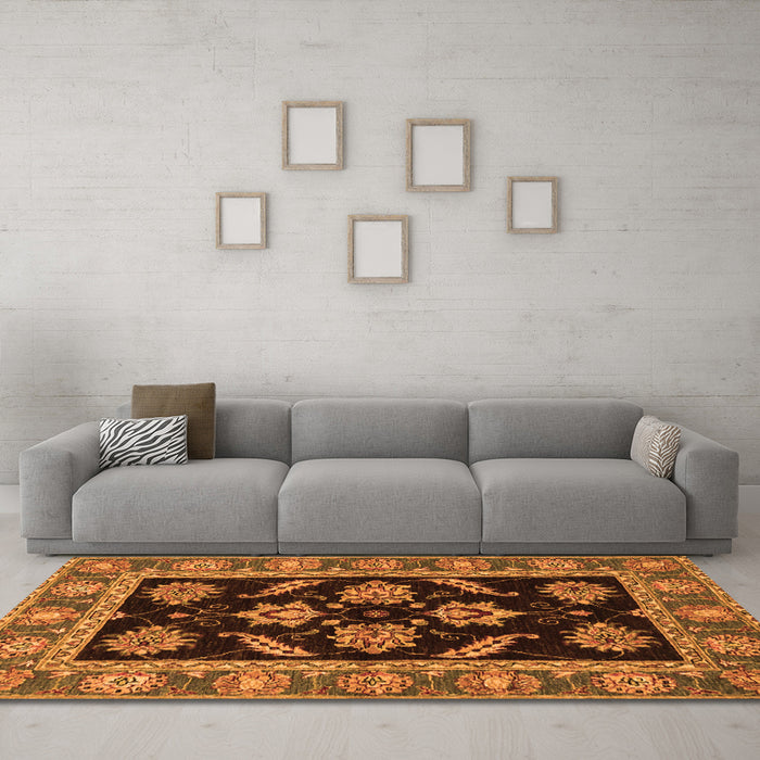 Machine Washable Oriental Orange Traditional Area Rugs in a Living Room, wshabs2512org