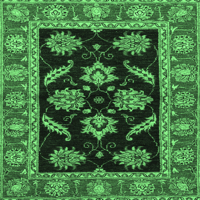 Square Machine Washable Oriental Emerald Green Traditional Area Rugs, wshabs2512emgrn