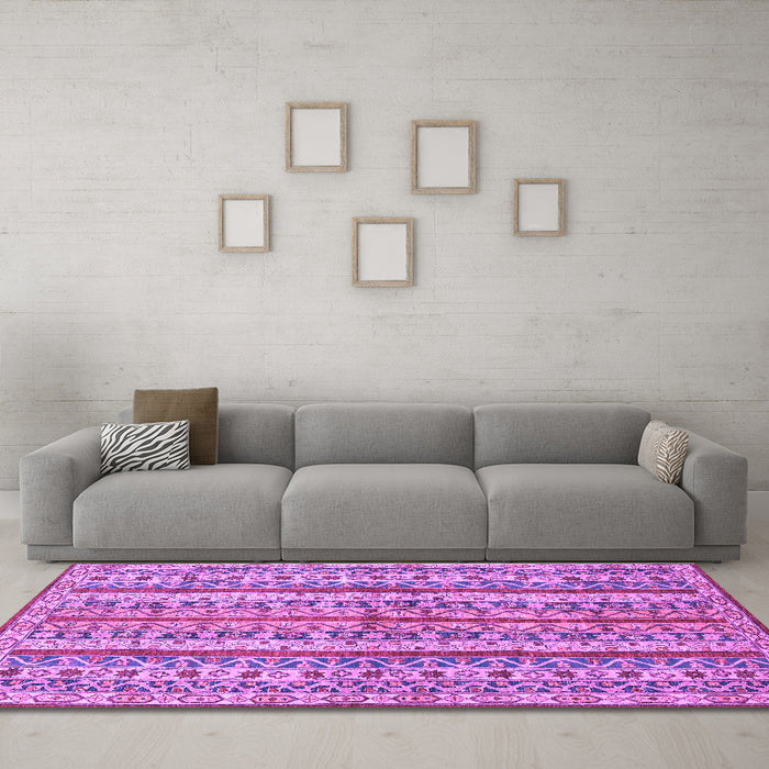 Machine Washable Abstract Purple Modern Area Rugs in a Living Room, wshabs2513pur