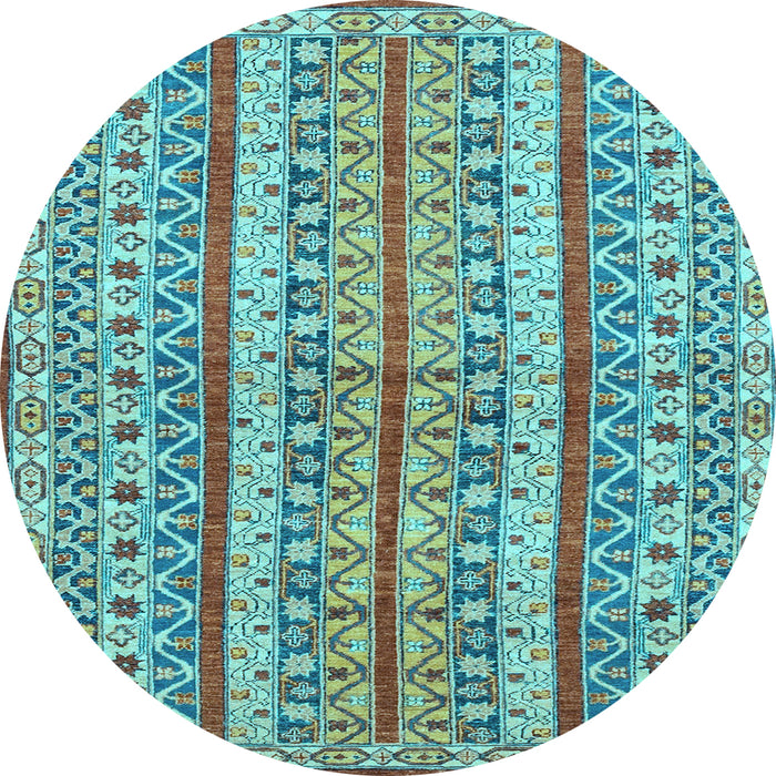 Round Abstract Light Blue Modern Rug, abs2513lblu