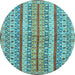 Round Abstract Light Blue Modern Rug, abs2513lblu