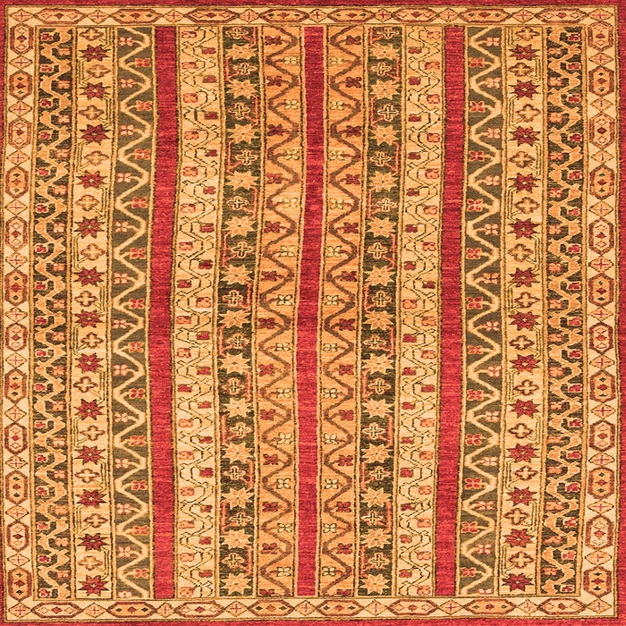 Square Machine Washable Abstract Orange Modern Area Rugs, wshabs2513org