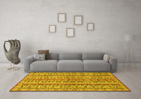 Machine Washable Abstract Yellow Modern Rug, wshabs2513yw