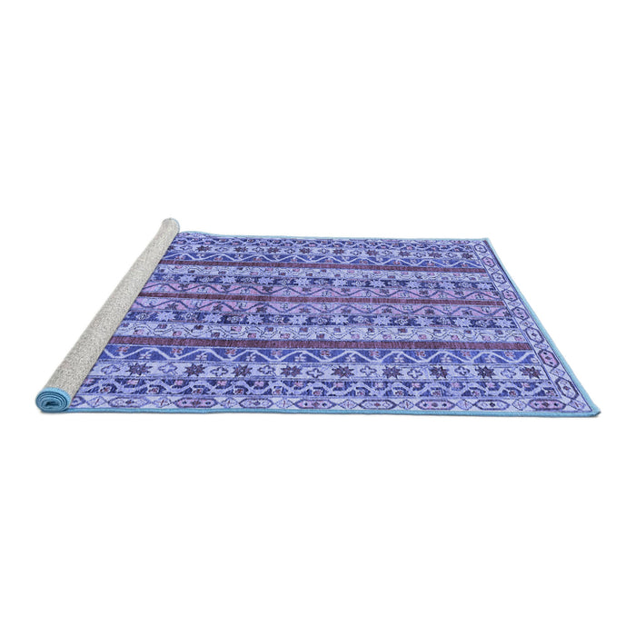 Sideview of Machine Washable Abstract Blue Modern Rug, wshabs2513blu