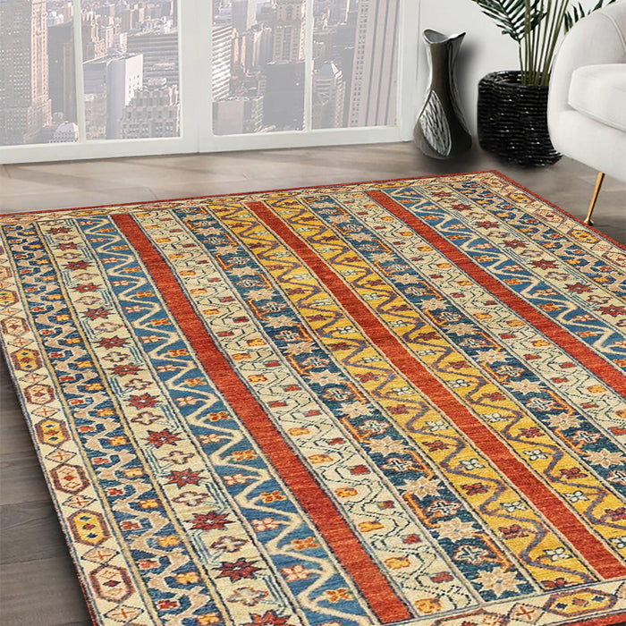 Abstract Yellow Modern Rug in Family Room, abs2513