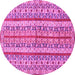 Round Machine Washable Abstract Pink Modern Rug, wshabs2513pnk