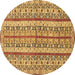 Round Machine Washable Abstract Brown Modern Rug, wshabs2513brn