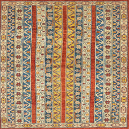 Square Abstract Yellow Modern Rug, abs2513