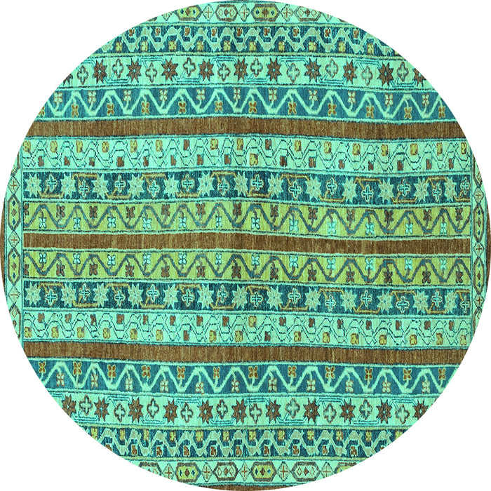 Round Abstract Turquoise Modern Rug, abs2513turq