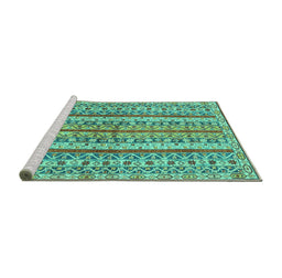Sideview of Machine Washable Abstract Turquoise Modern Area Rugs, wshabs2513turq