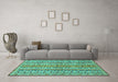 Machine Washable Abstract Turquoise Modern Area Rugs in a Living Room,, wshabs2513turq