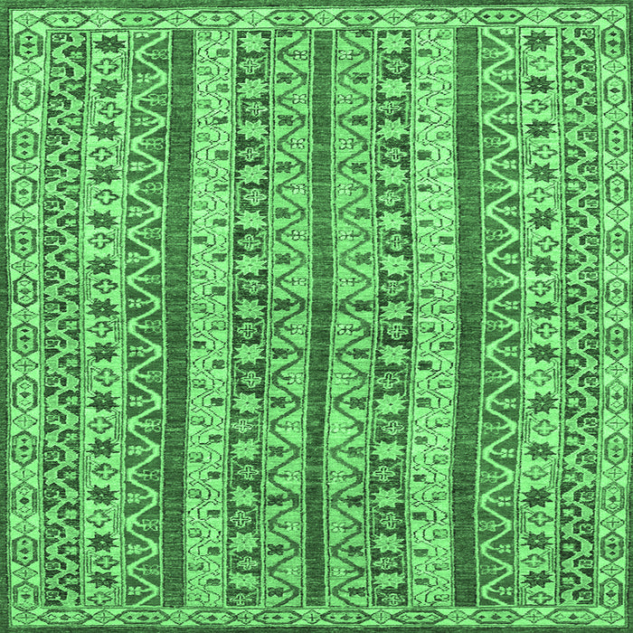 Square Machine Washable Abstract Emerald Green Modern Area Rugs, wshabs2513emgrn