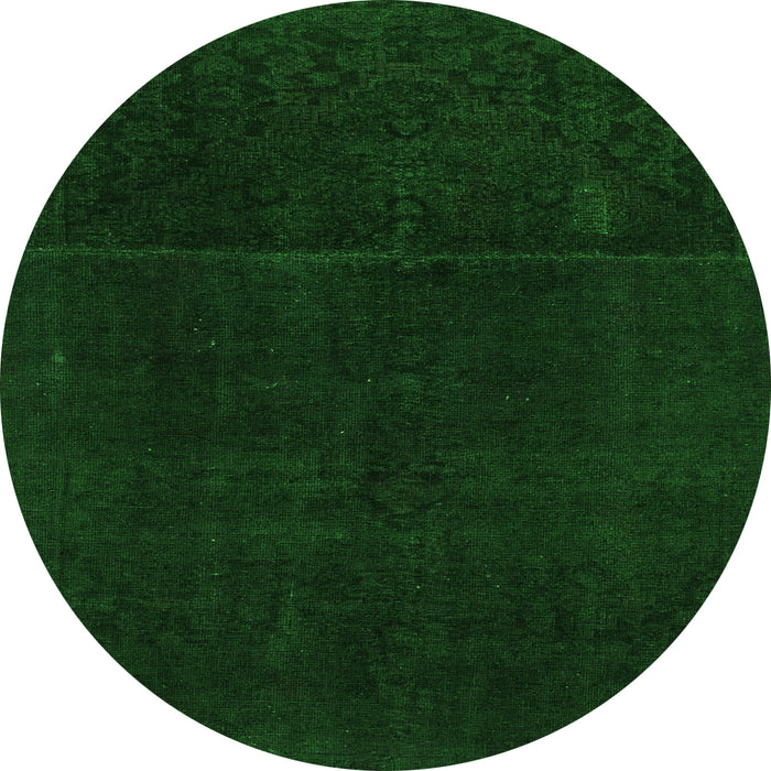 Round Machine Washable Abstract Green Modern Area Rugs, wshabs2514grn