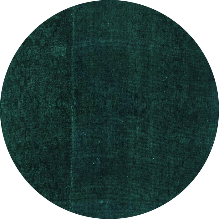 Round Machine Washable Abstract Turquoise Modern Area Rugs, wshabs2514turq