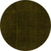 Round Abstract Yellow Modern Rug, abs2514yw