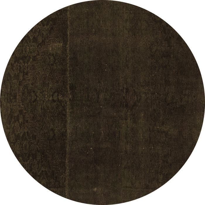 Round Machine Washable Abstract Brown Modern Rug, wshabs2514brn