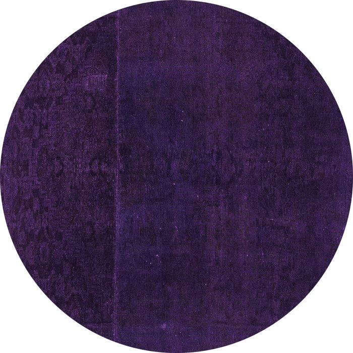 Round Machine Washable Abstract Purple Modern Area Rugs, wshabs2514pur