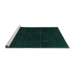 Sideview of Machine Washable Abstract Turquoise Modern Area Rugs, wshabs2514turq