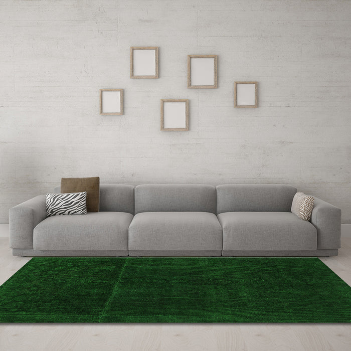 Machine Washable Abstract Green Modern Area Rugs in a Living Room,, wshabs2514grn