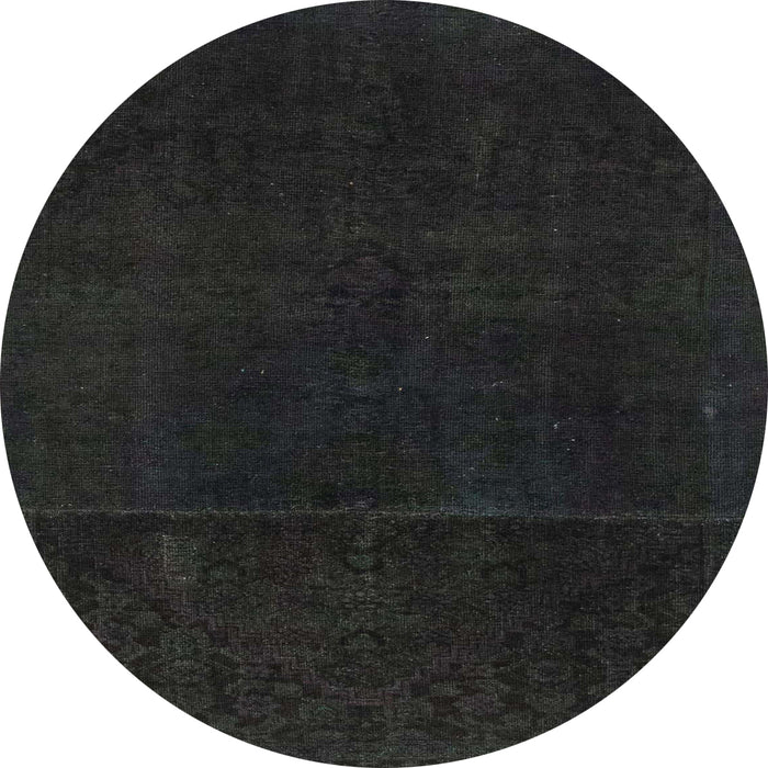 Round Machine Washable Abstract Midnight Gray Rug, wshabs2514