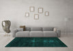 Machine Washable Persian Turquoise Bohemian Area Rugs in a Living Room,, wshabs2515turq