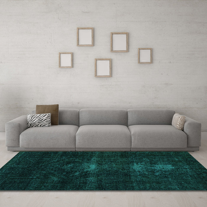 Machine Washable Persian Turquoise Bohemian Area Rugs in a Living Room,, wshabs2515turq