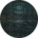 Round Abstract Dark Slate Gray Green Persian Rug, abs2515