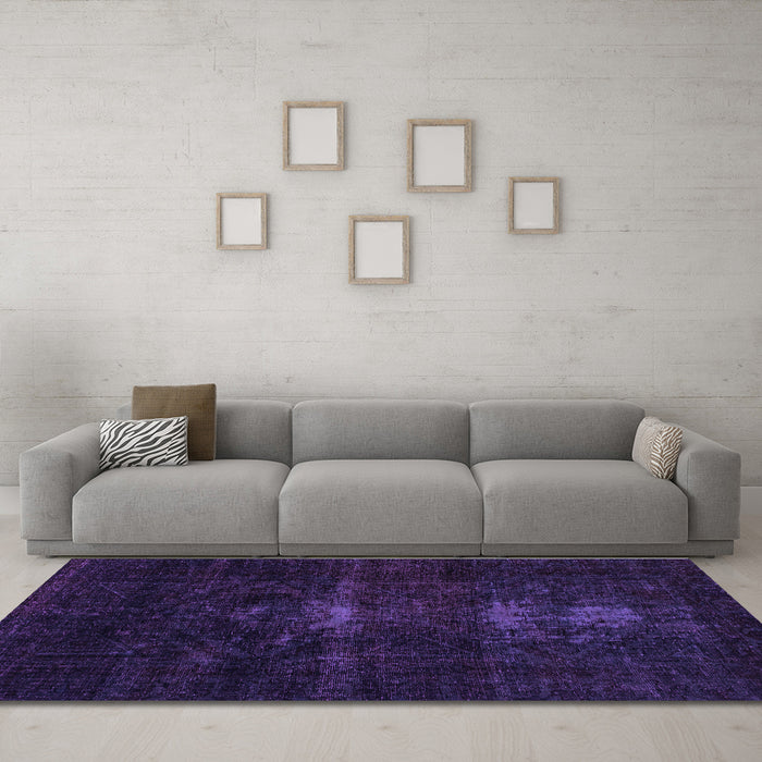 Machine Washable Persian Purple Bohemian Area Rugs in a Living Room, wshabs2515pur