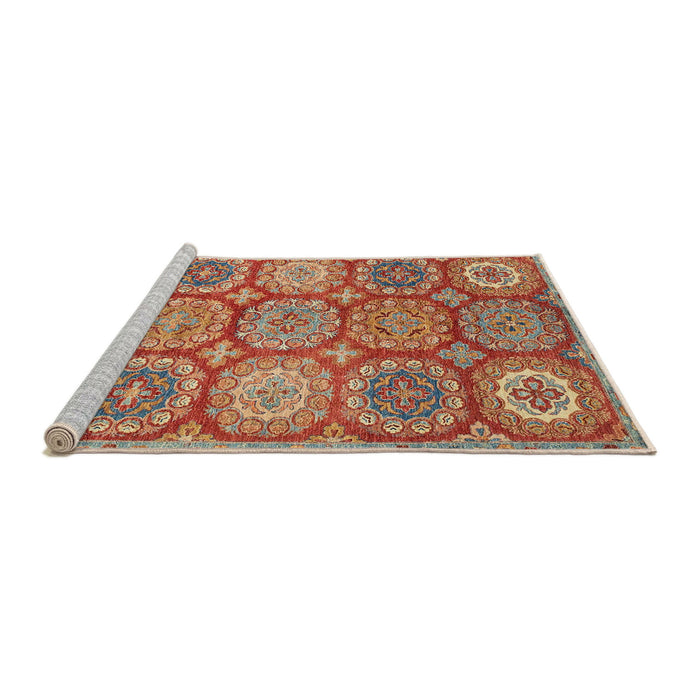 Sideview of Machine Washable Abstract Camel Brown Rug, wshabs2516