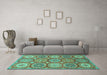 Machine Washable Abstract Turquoise Modern Area Rugs in a Living Room,, wshabs2516turq