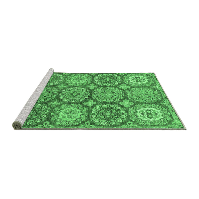 Sideview of Machine Washable Abstract Emerald Green Modern Area Rugs, wshabs2516emgrn