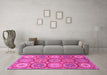 Machine Washable Abstract Pink Modern Rug in a Living Room, wshabs2516pnk