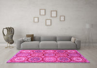 Machine Washable Abstract Pink Modern Rug, wshabs2516pnk