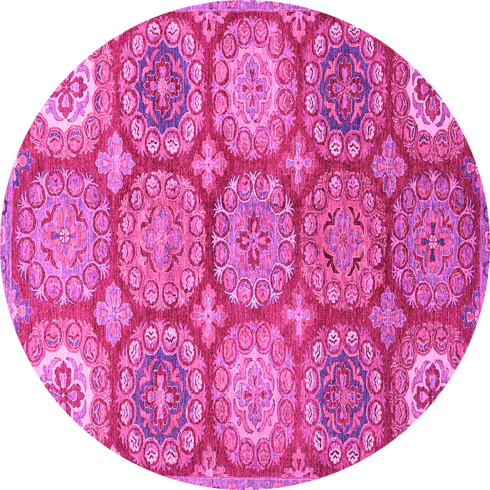 Round Machine Washable Abstract Pink Modern Rug, wshabs2516pnk