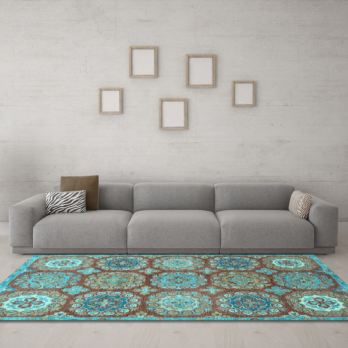 Machine Washable Abstract Light Blue Modern Rug in a Living Room, wshabs2516lblu