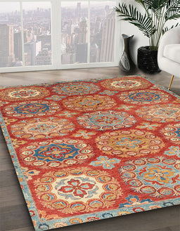 Machine Washable Abstract Camel Brown Rug in a Family Room, wshabs2516