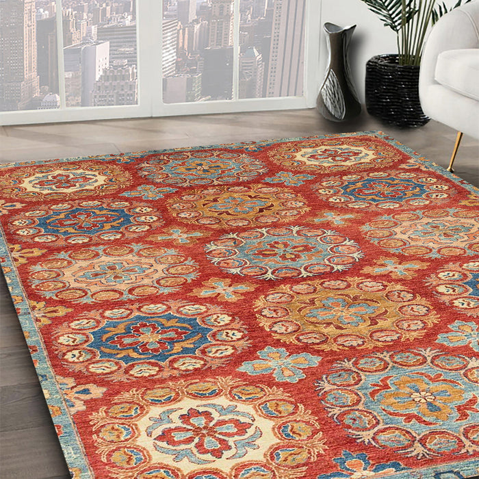 Machine Washable Abstract Camel Brown Rug in a Family Room, wshabs2516