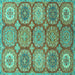 Square Abstract Turquoise Modern Rug, abs2516turq