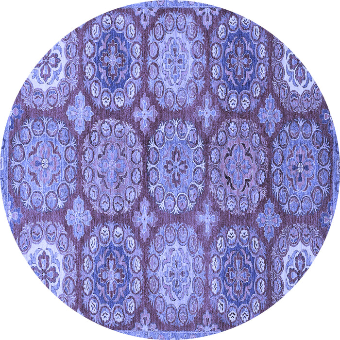 Round Abstract Blue Modern Rug, abs2516blu