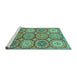 Sideview of Machine Washable Abstract Turquoise Modern Area Rugs, wshabs2516turq